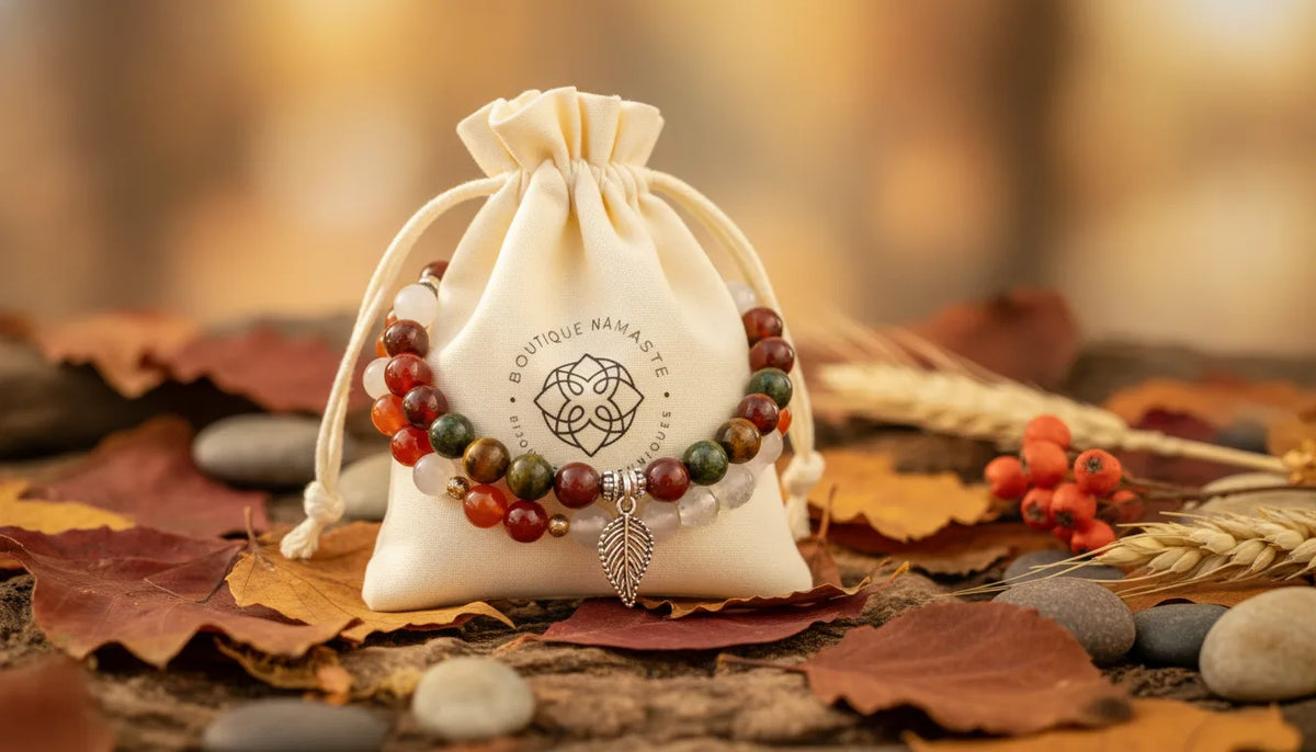 Bracelet Énergies Automne : Pierre de Soleil, Cornaline, Grenat