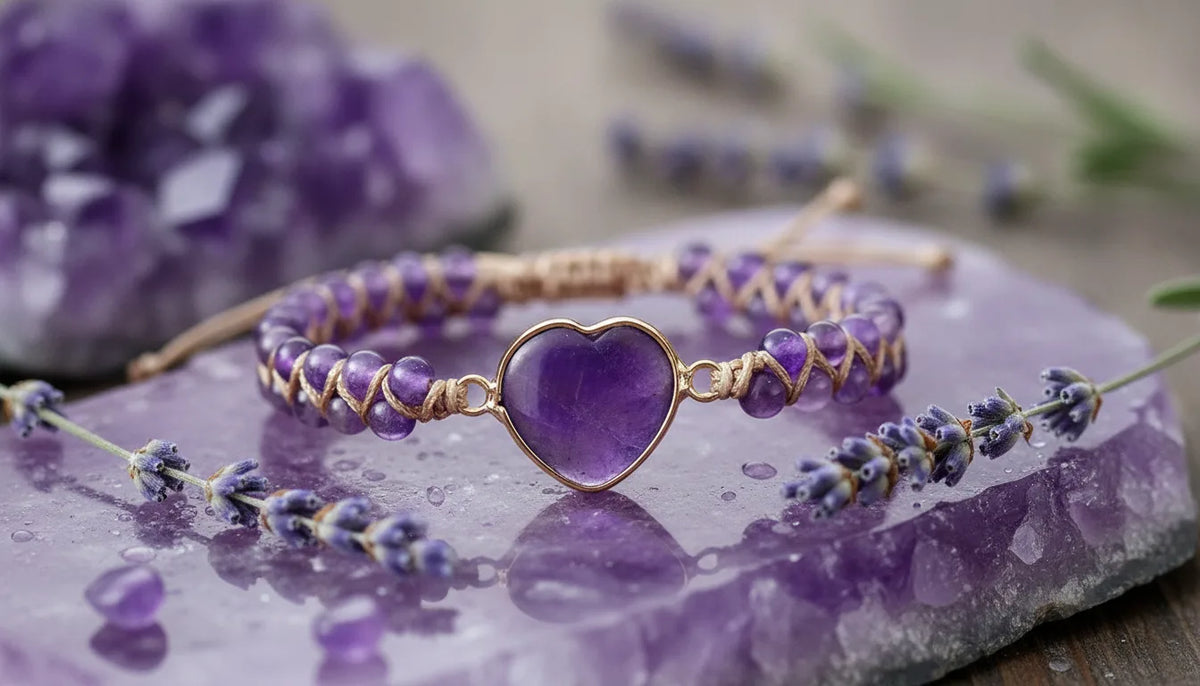 Bracelet Cœur Améthyste : Élégance & Sérénité