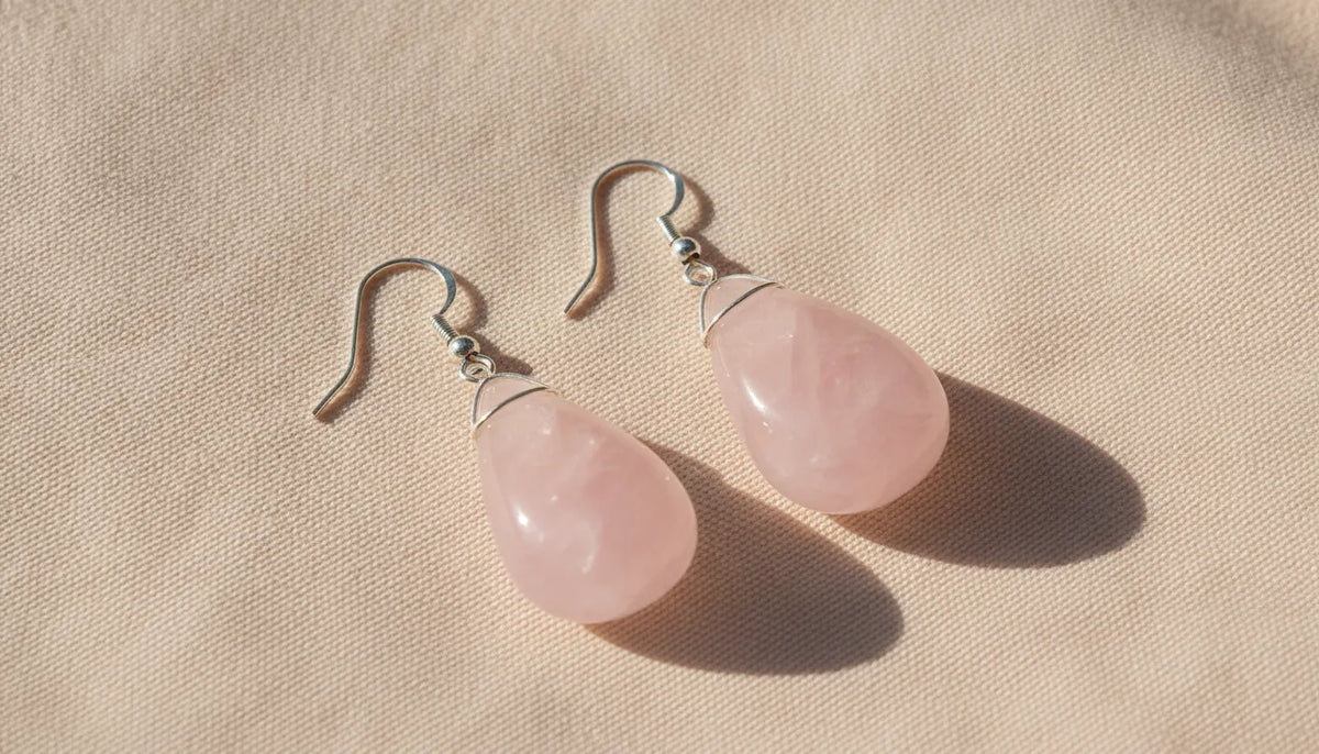Boucles d'oreilles Douceur Quartz Rose