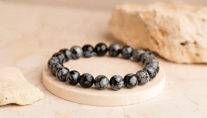 Bracelet Obsidienne Flocon de Neige : Transformation & Clarté