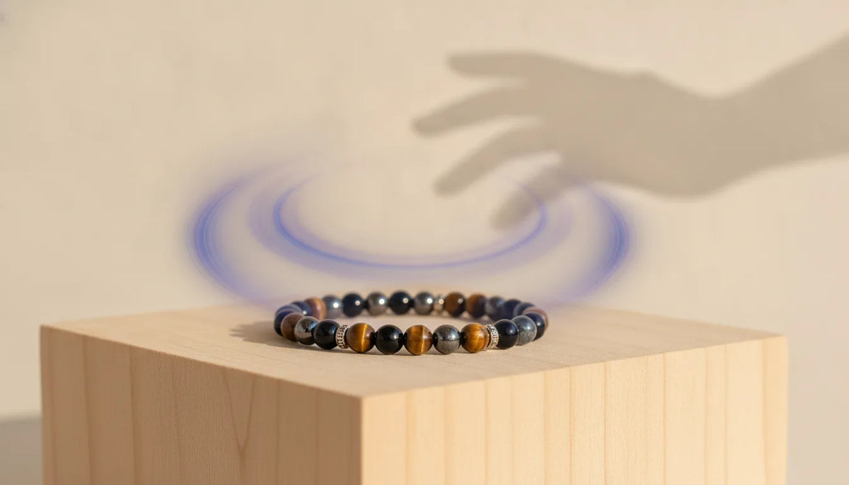 Bracelet Triple Protection : Oeil de Tigre, Hématite, Obsidienne