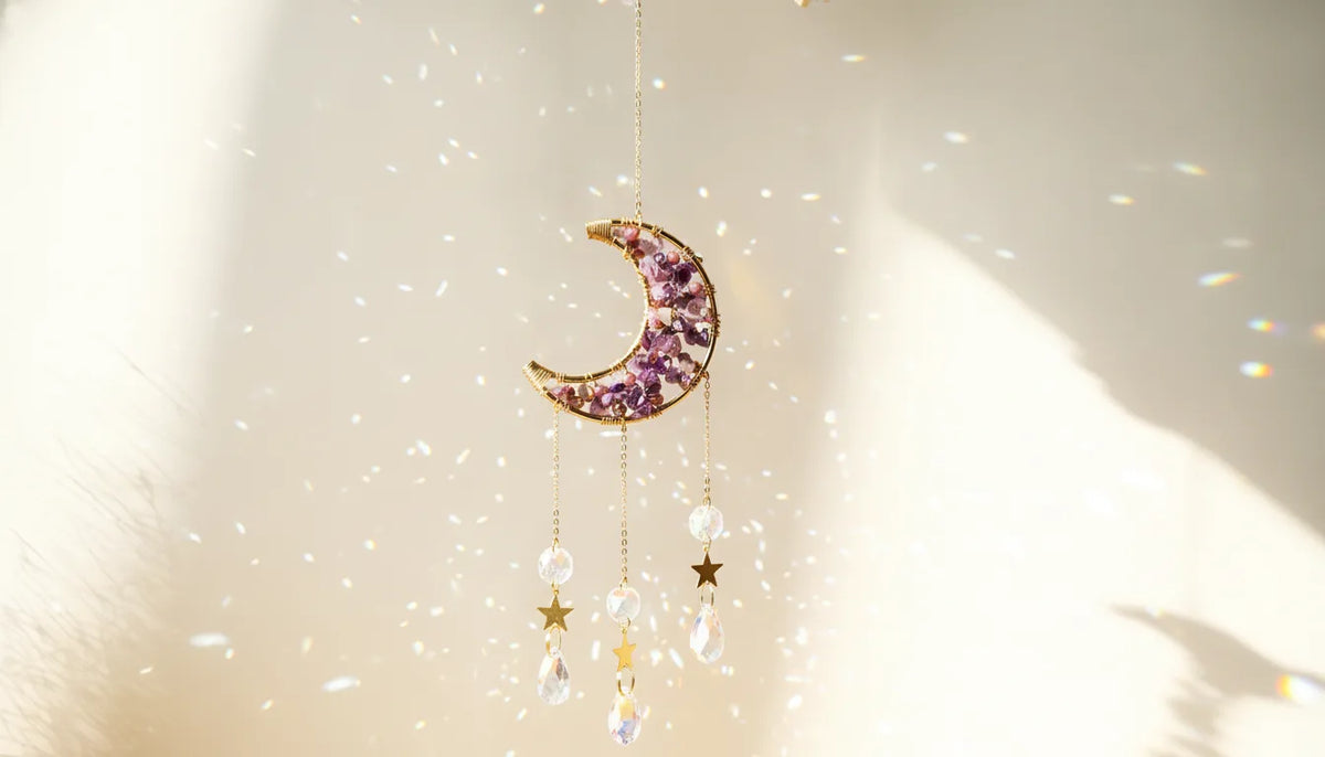 Capteur de Soleil Lune Enchantée - Améthyste, Aventurine ou Opaline