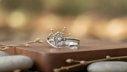 Bague Pissenlit Ajustable Argenté