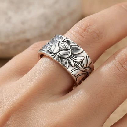 Bague Mantra Secret Fleur de Lotus Cuivre Antique