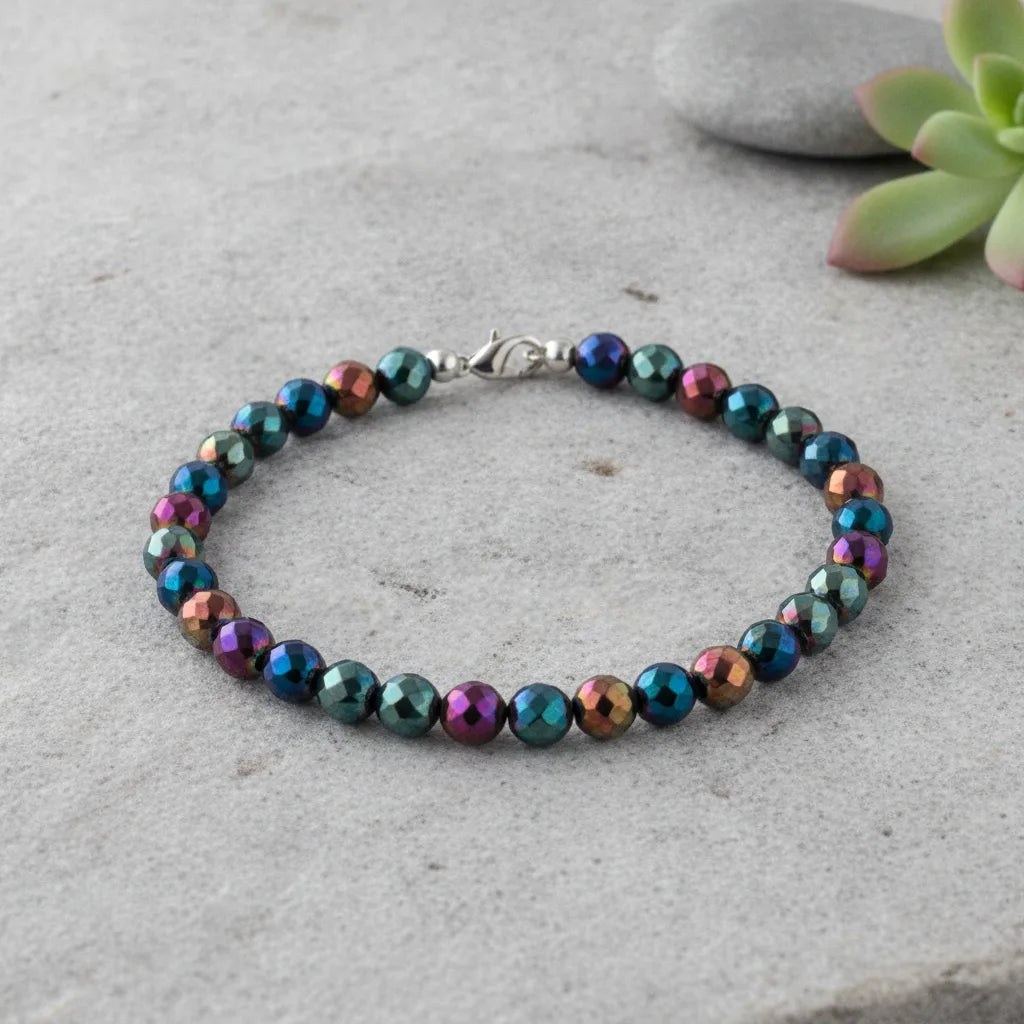 Bracelet Hématite Magnétique Arc-en-Ciel