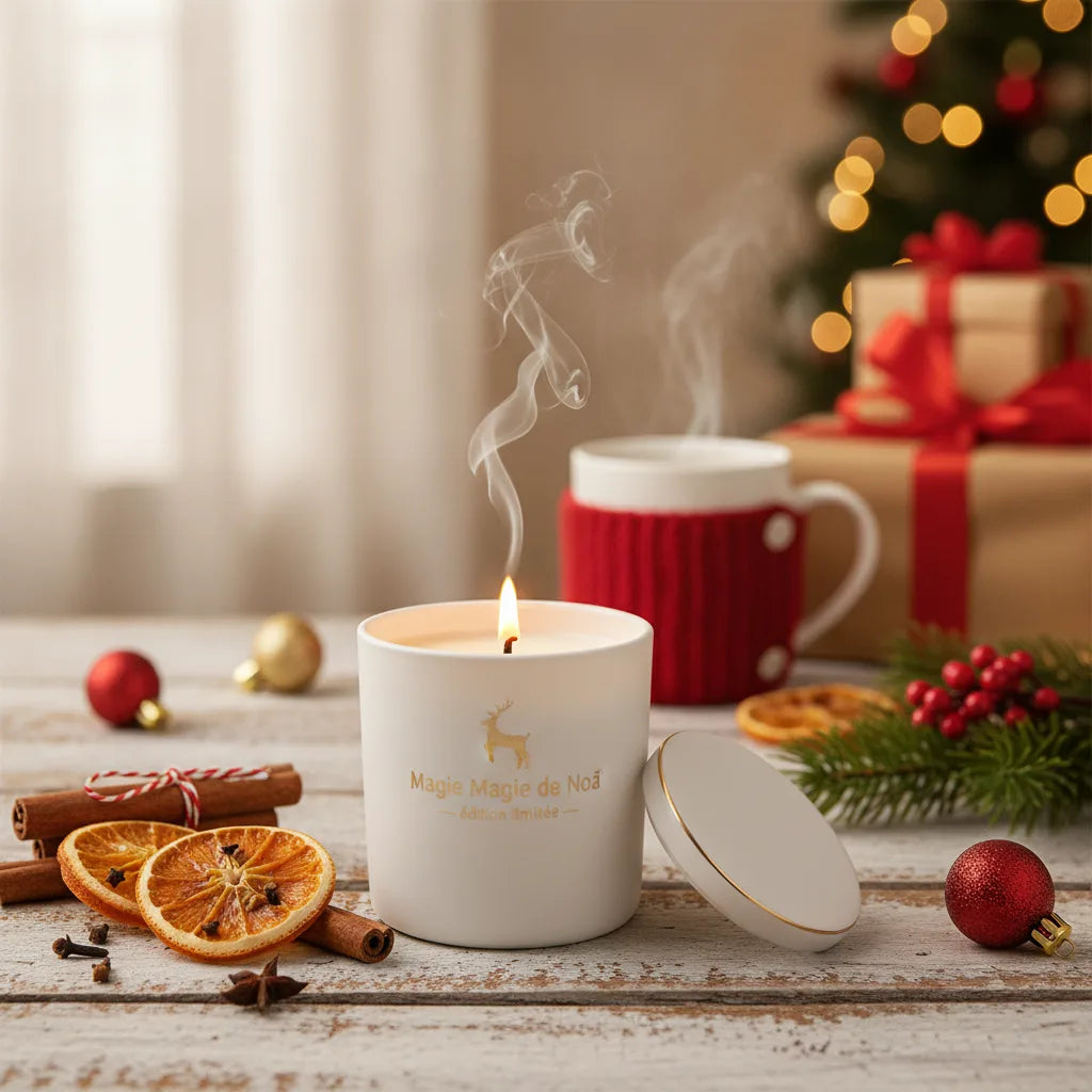 Bougie Magie de Noël : Jade, Quartz Fumé & Aura