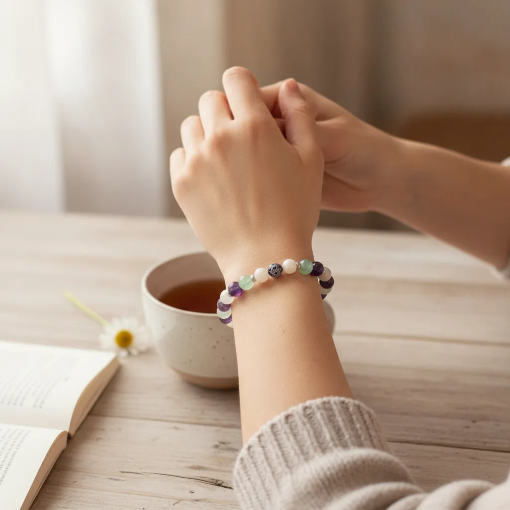 Bracelet Maman Zen : Améthyste, Pierre de Lune, Aventurine