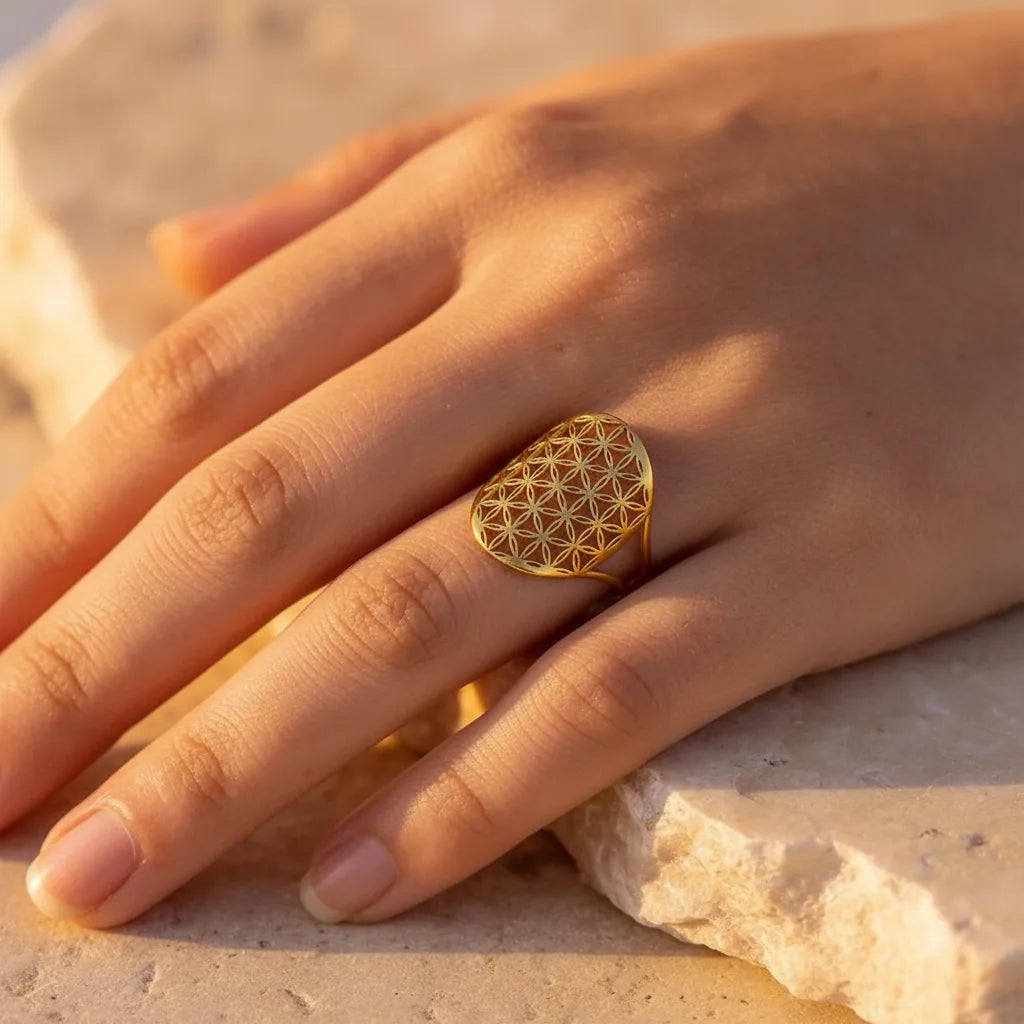 Bague Fleur de Vie Ajustable Harmonie Universelle