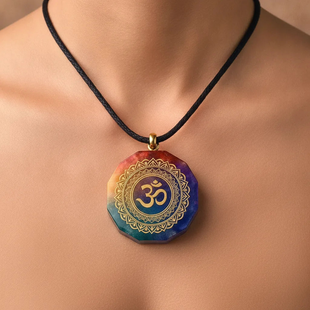 Pendentif Orgonite 7 Chakras Rond - Équilibre Énergétique