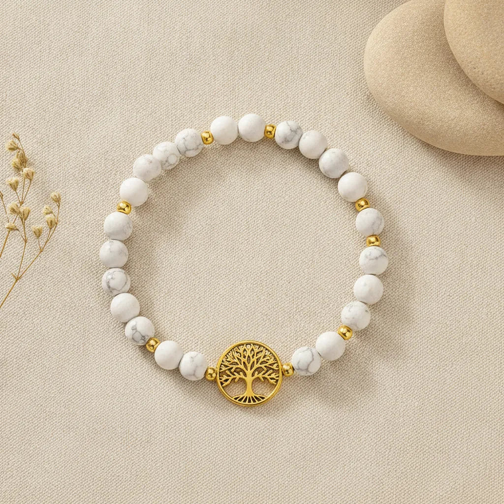 Bracelet Motivation Howlite & Arbre de Vie