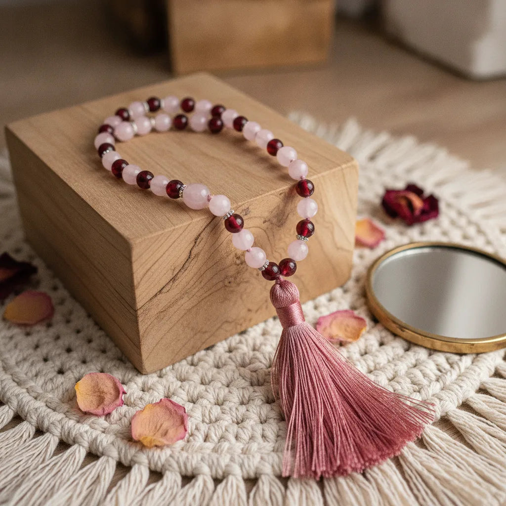 Mâlâ Self Love : Quartz Rose, Pierre de Lune, Rhodochrosite