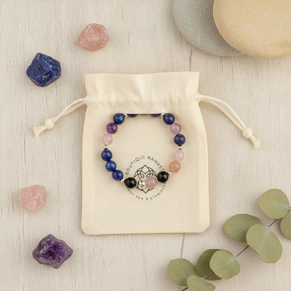 Bracelet Guérison Émotionnelle - Apatite, Rhodochrosite, Améthyste
