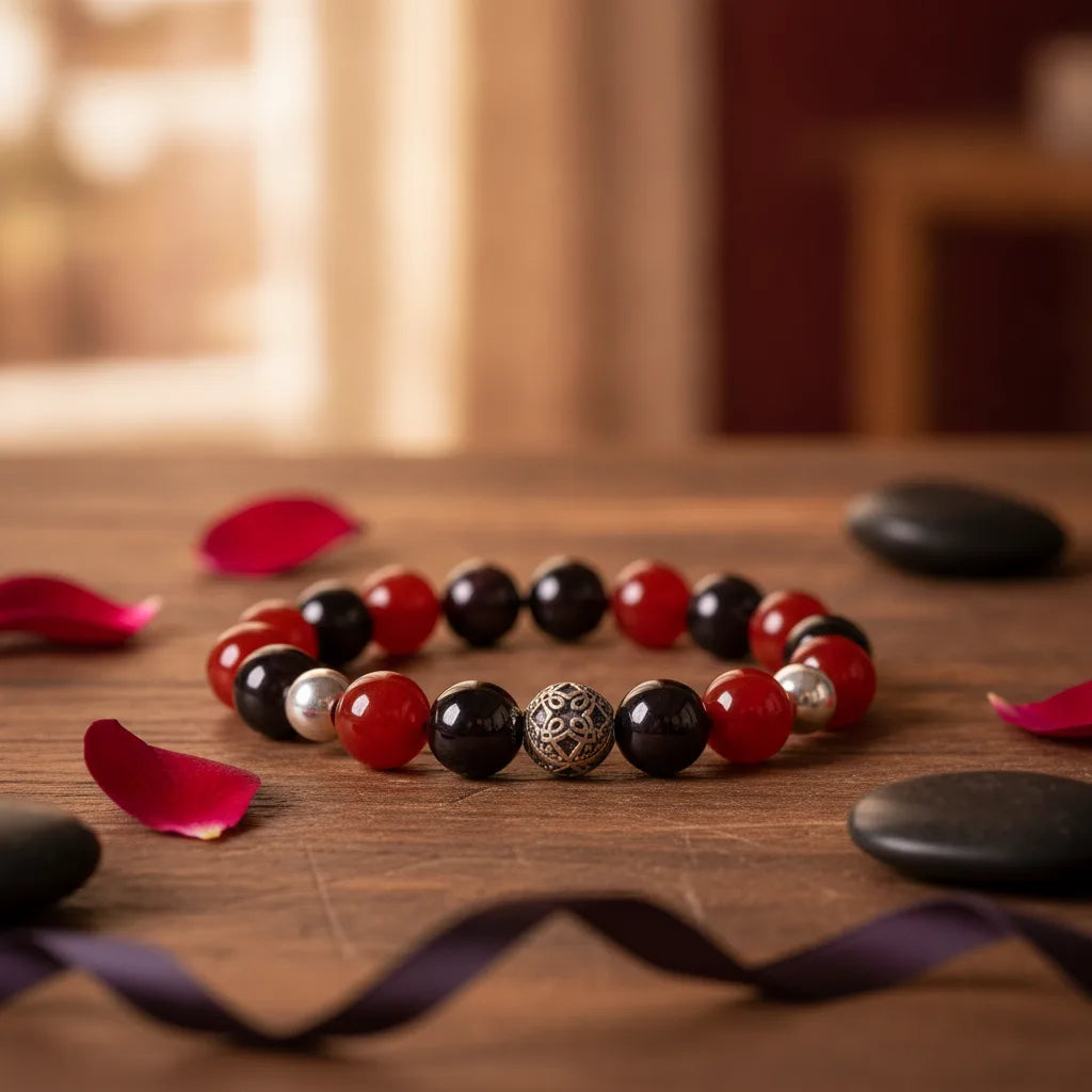 Bracelet Libido : Grenat, Cornaline, Rhodochrosite