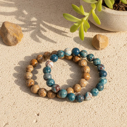 Duo Bracelets Jaspe Paysage & Impérial : Énergie & Confiance