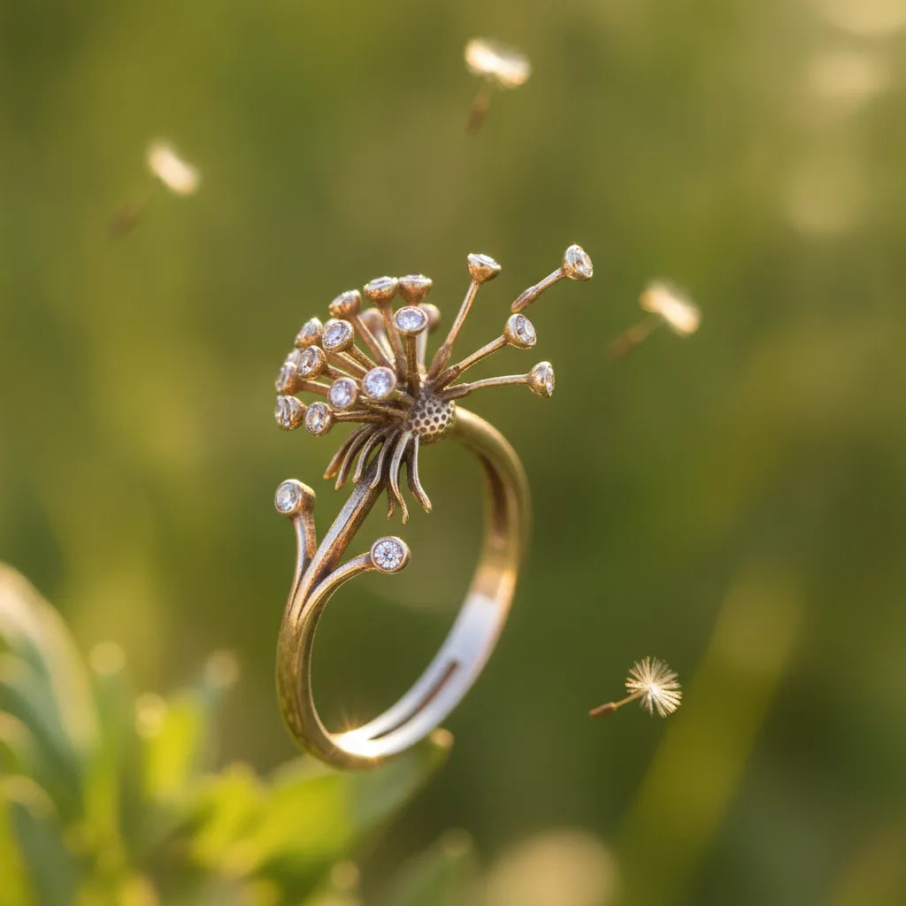 Bague Pissenlit Ajustable Argenté