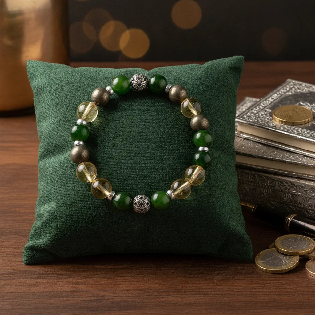 Bracelet Abondance Citrine Jade Pyrite