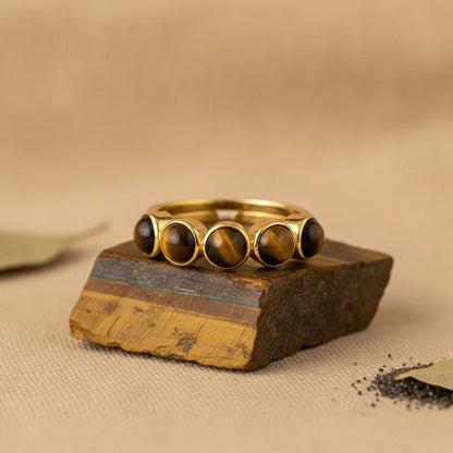 Bague Yuka : Alliance de 5 pierres naturelles ajustables