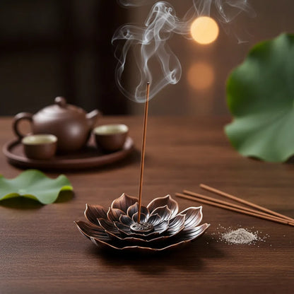 Porte Encens Fleur de Lotus Bronze