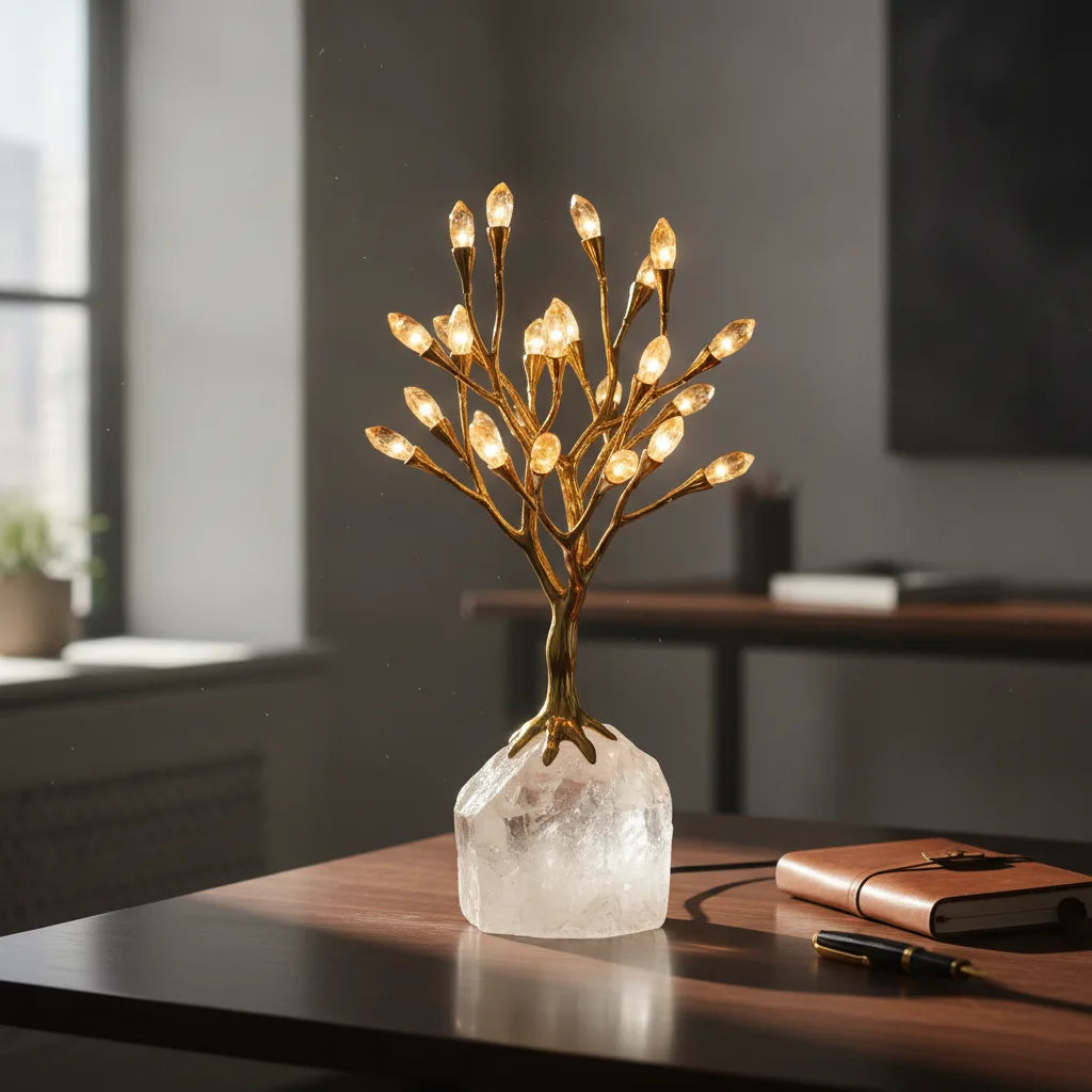 Lampe Citrine & Cristal de Roche - Abondance & Prospérité