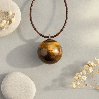 Pendentif Boule Oeil de Tigre : Protection & Confiance