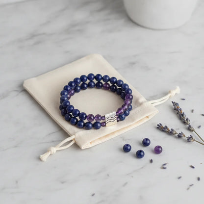 Bracelet Douce Nuit : Améthyste, Hématite, Tourmaline