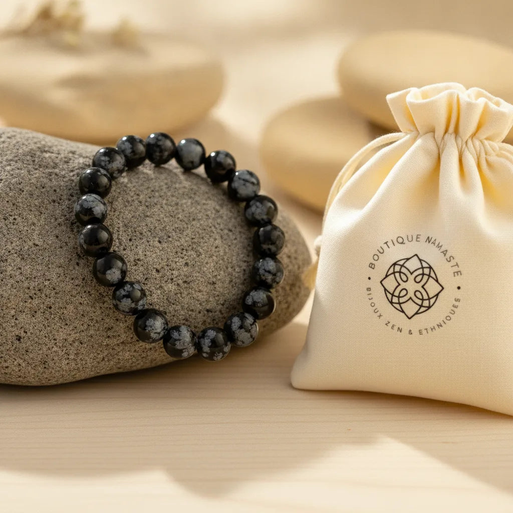 Bracelet Obsidienne Flocon de Neige : Transformation & Clarté