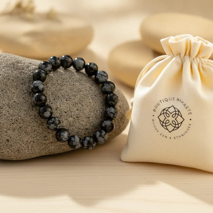 Bracelet Obsidienne Flocon de Neige : Transformation & Clarté