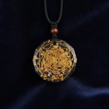 Pendentif Orgonite Cube de Métatron Turquoise