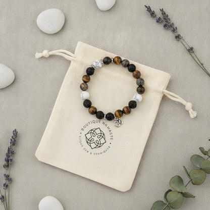 Bracelet Anti-Stress Lapis Lazuli, Quartz Fumé & Améthyste