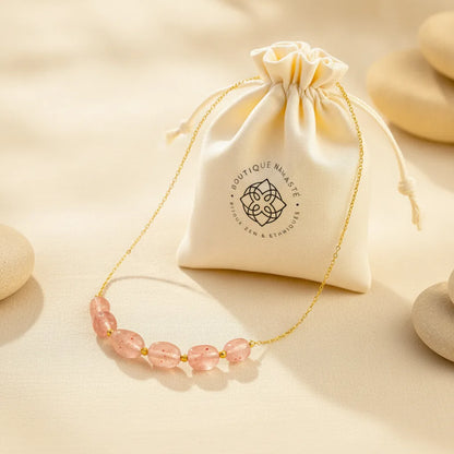 Collier Ava Quartz Fraise : Amour & Sérénité