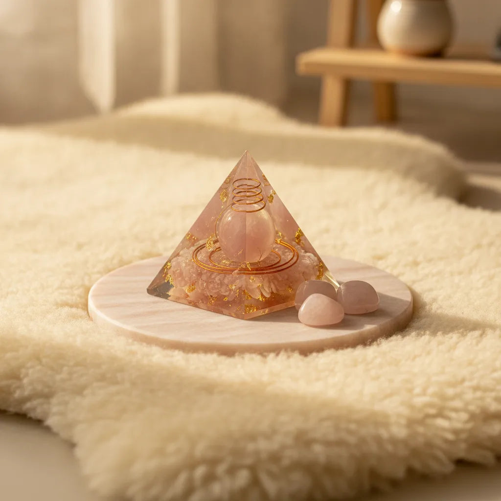 Pyramide Orgonite Bulle de Tendresse Quartz Rose