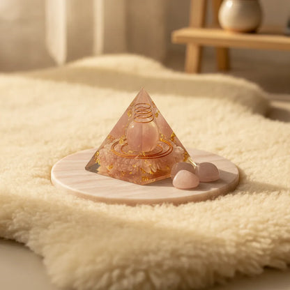 Pyramide Orgonite Bulle de Tendresse Quartz Rose