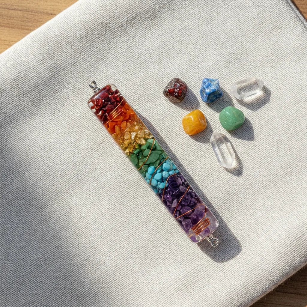 Pendentif Orgonite 7 Chakras Allongé