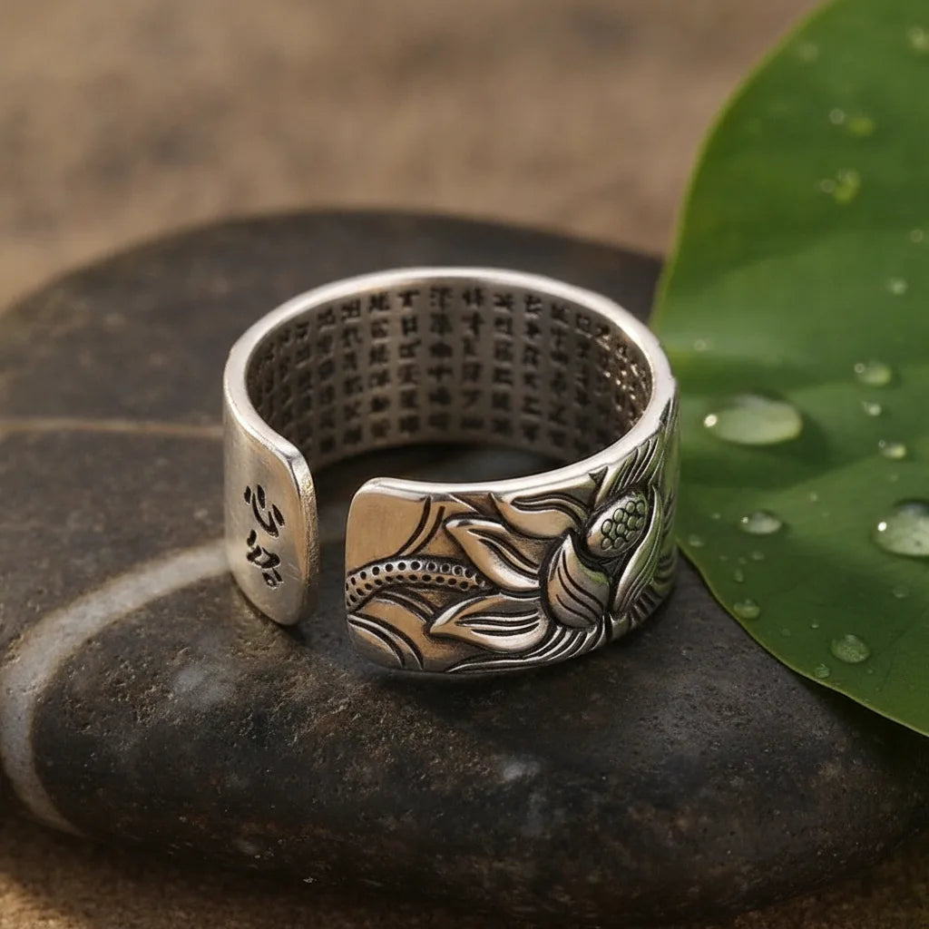Bague Mantra Secret Fleur de Lotus Cuivre Antique
