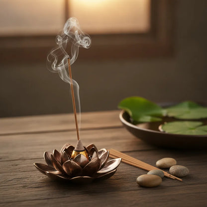Porte Encens Fleur de Lotus Bronze