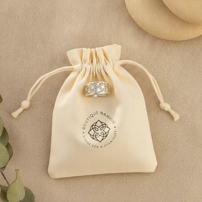 Bague Fleur de Vie Ajustable Dorée ou Argentée