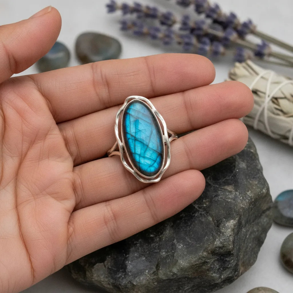 Bague Labradorite Argent 925 - Bouclier Énergétique
