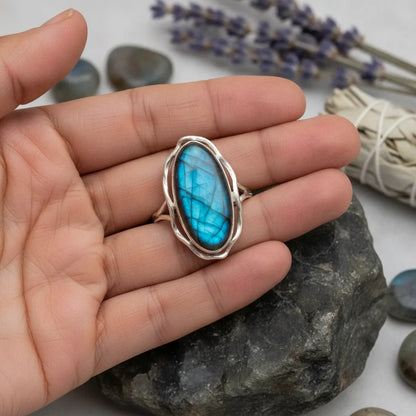 Bague Labradorite Argent 925 - Bouclier Énergétique