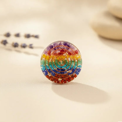 Pendentif Orgonite 7 Chakras Rond - Équilibre Énergétique