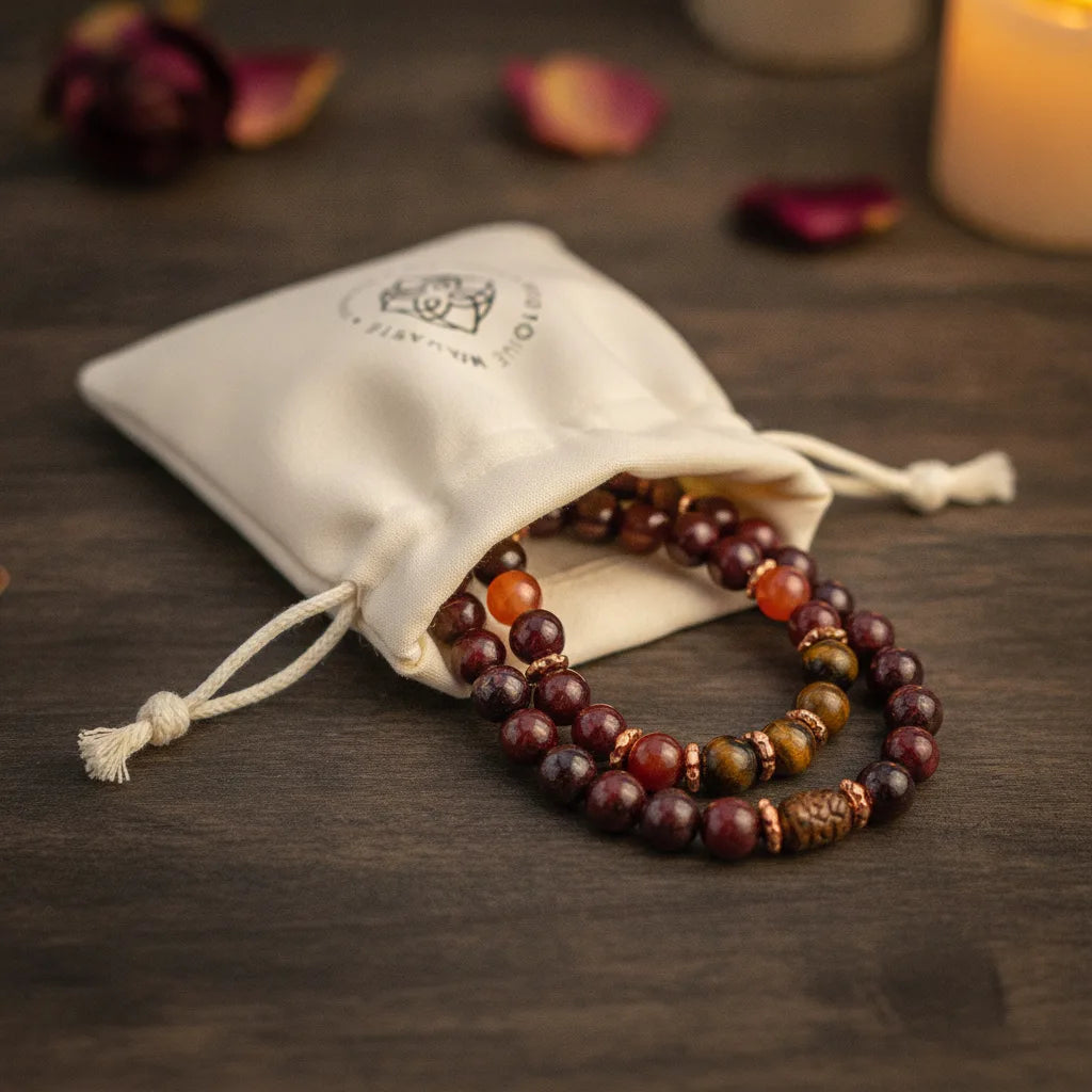 Bracelet Libido : Grenat, Cornaline, Rhodochrosite