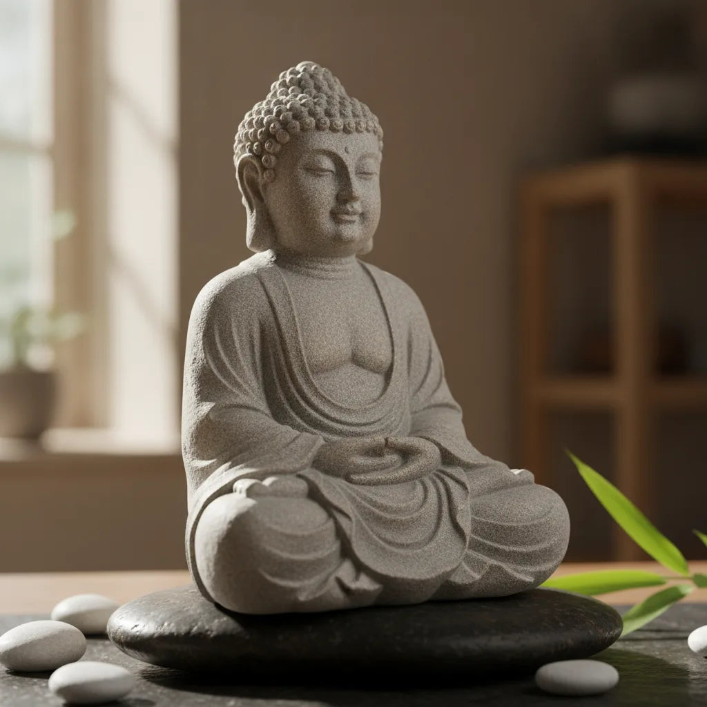 Statuette Bouddha Sérénité en Pierre de Grès
