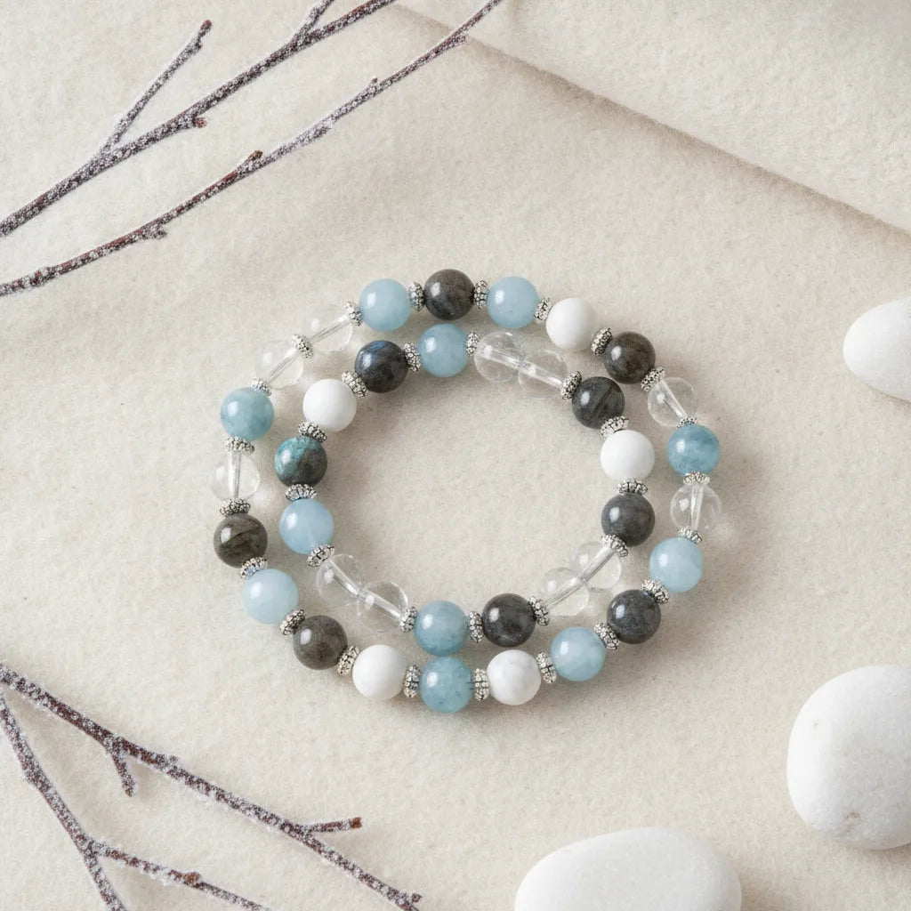 Bracelet Énergies Hivernales Quartz Fumé Jade Pierre de Soleil