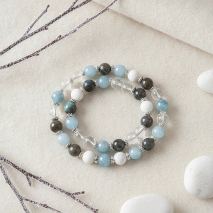Bracelet Énergies Hivernales Quartz Fumé Jade Pierre de Soleil