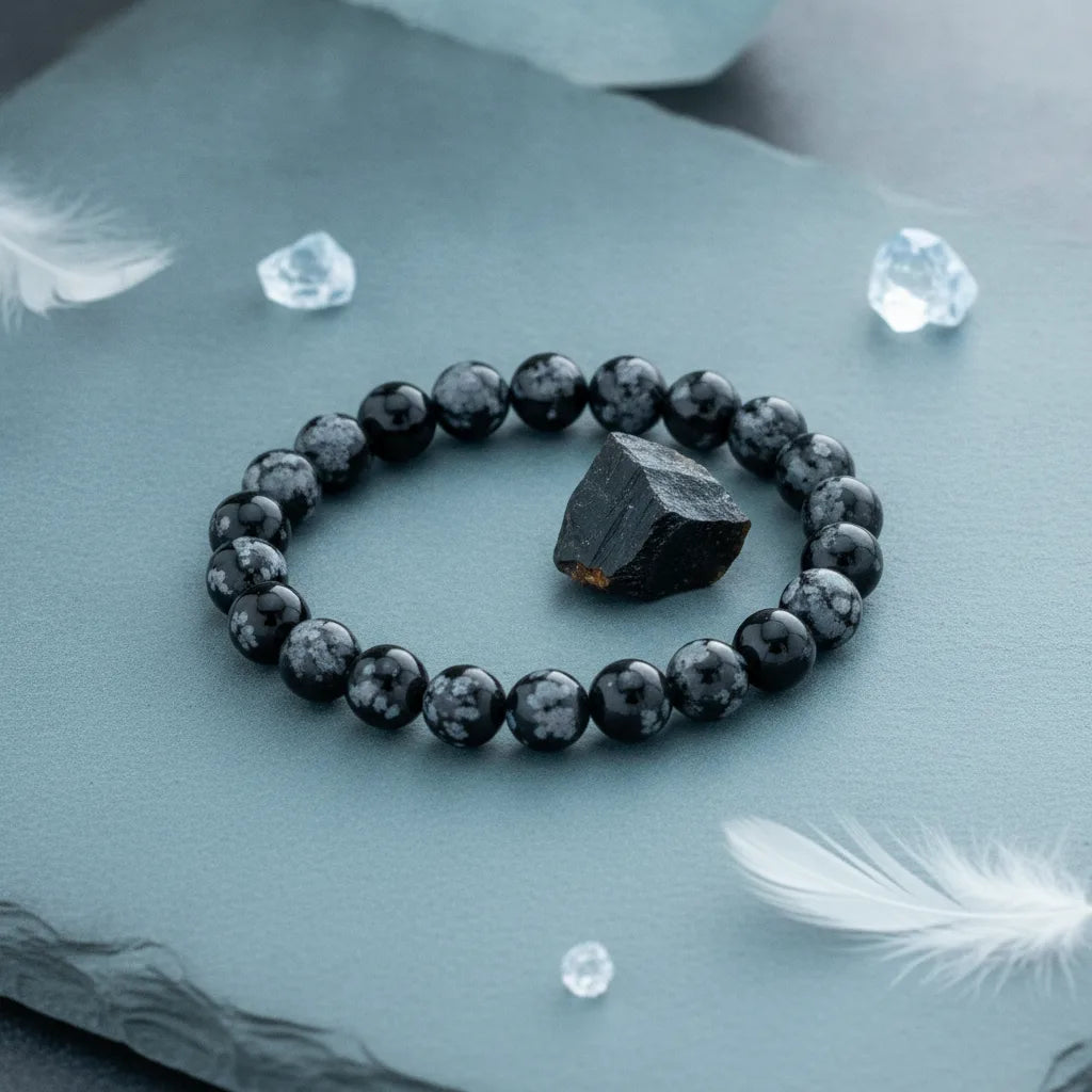 Bracelet Obsidienne Flocon de Neige : Transformation & Clarté