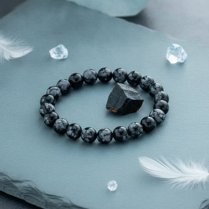 Bracelet Obsidienne Flocon de Neige : Transformation & Clarté