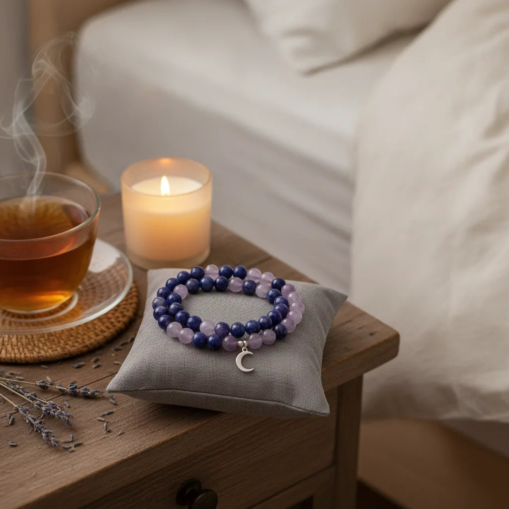 Bracelet Douce Nuit : Améthyste, Hématite, Tourmaline