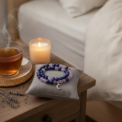 Bracelet Douce Nuit : Améthyste, Hématite, Tourmaline
