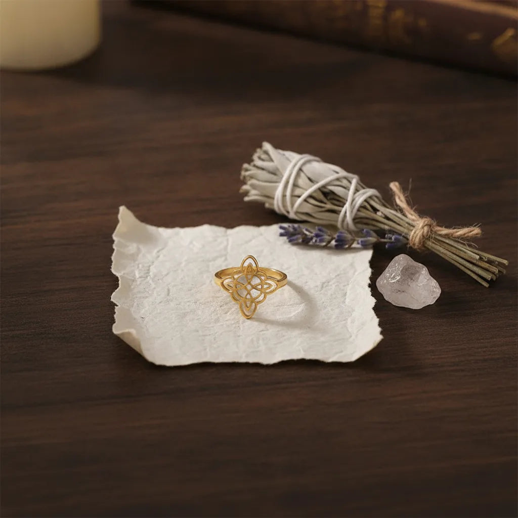 Bague Noeud de Sorcière Protection Éternelle Ajustable
