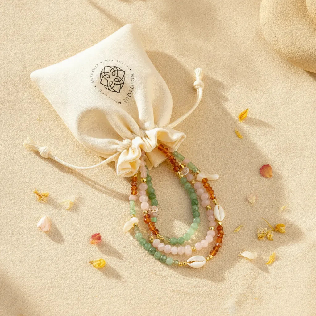 Bracelet Énergies de l'Été - Aigue-Marine, Citrine, Pierre de Lune
