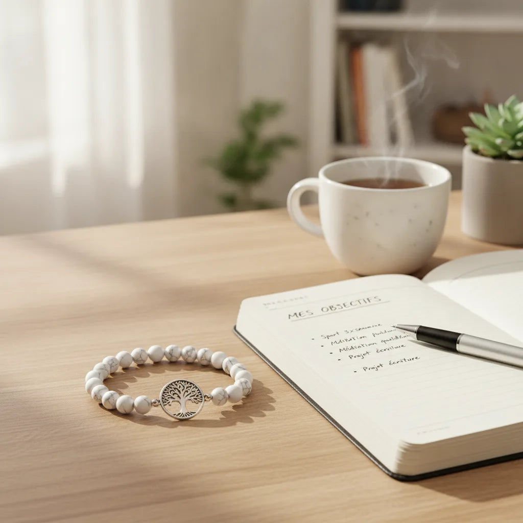 Bracelet Motivation Howlite & Arbre de Vie